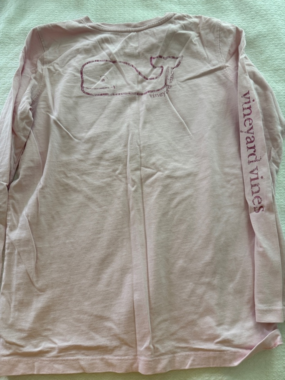 Vineyard Vines Pink Whale Logo Long Sleeve Tee girl, size large L GUC